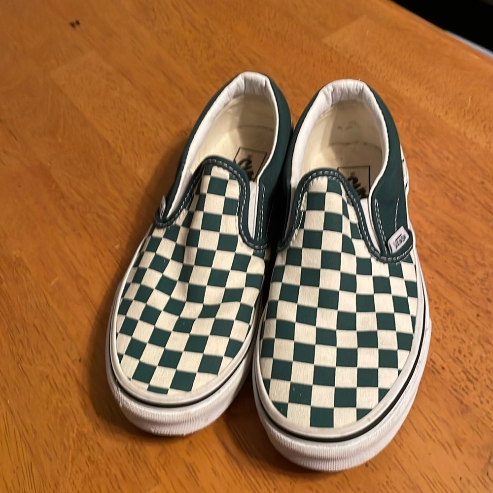 Vans Checkerboard Classic Slip-On Bistro Green True White Shoes